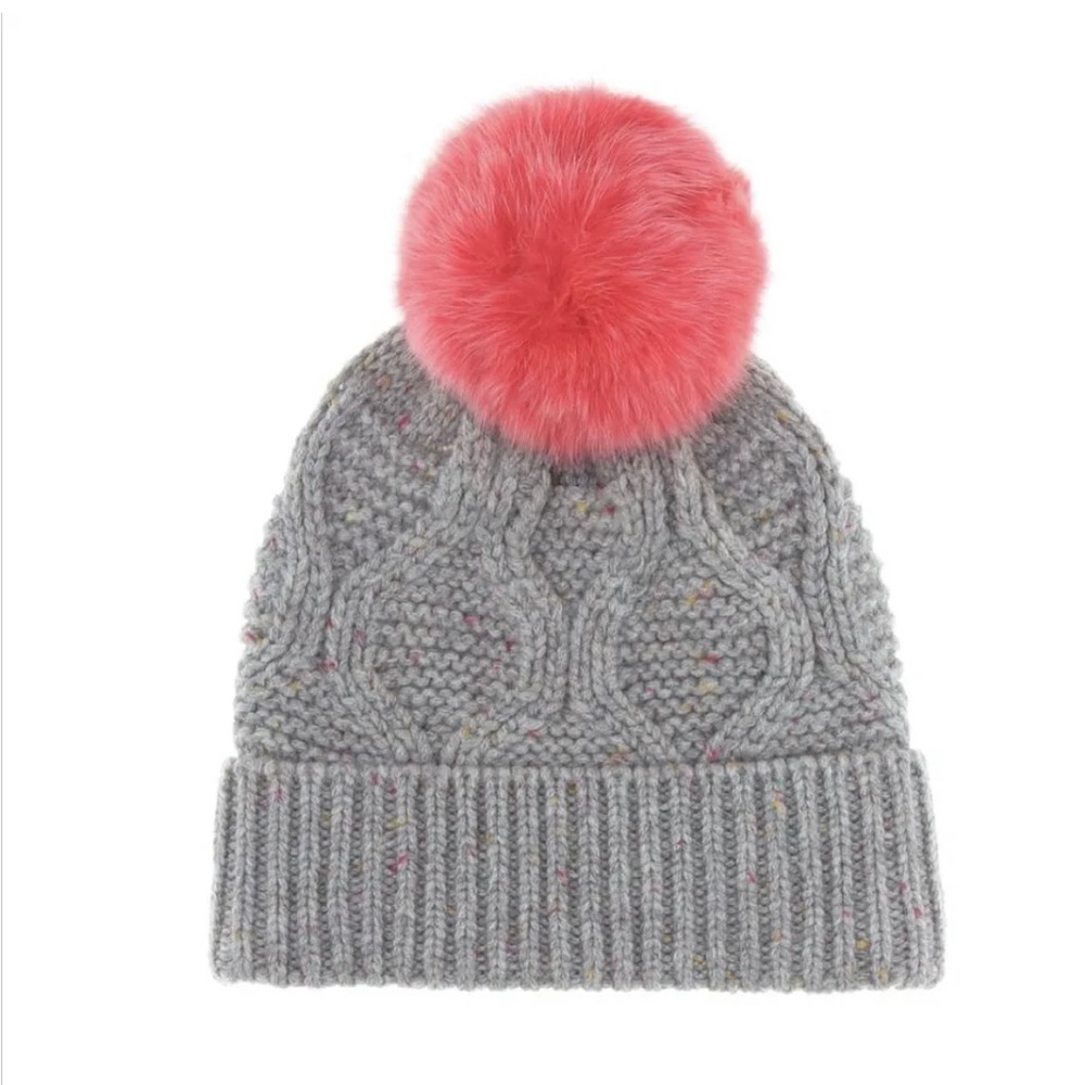 YVES SALOMON Wool Fox fur pom pom Beanie Hat